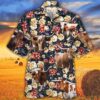 Farm Hawaiian Shirt, Longhorn Cattle Green Plaid Pattern All Over Printed 3D Hawaiian Shirt, Animal Hawaiian Shirt