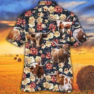 Farm Hawaiian Shirt Longhorn Cattle Green Plaid Pattern All Over Printed 3D Hawaiian Shirt Animal Hawaiian Shirt 2 hxyhj1.jpg