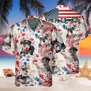 Farm Hawaiian Shirt, Miniature Schnauzer Dog…