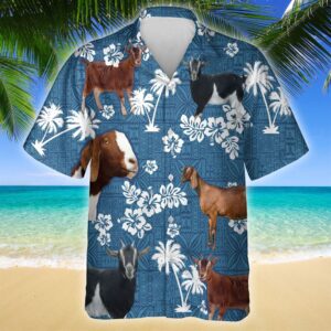 Farm Hawaiian Shirt, Nubian Goat Blue…