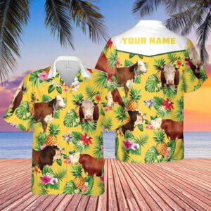 Farm Hawaiian Shirt, Personalized Name Hereford…