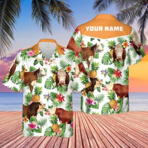 Farm Hawaiian Shirt, Personalized Name Hereford…