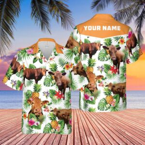 Farm Hawaiian Shirt, Personalized Name Red…