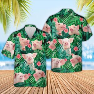 Farm Hawaiian Shirt, Pig 3D Hawaiian…