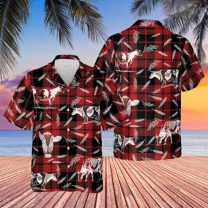 Farm Hawaiian Shirt, Plaid Pattern Holstein…