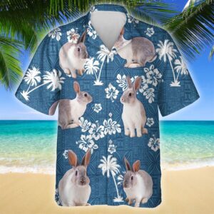 Farm Hawaiian Shirt, Rabbit Blue Tribal…