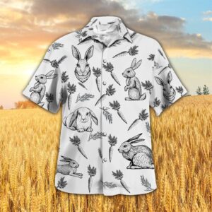 Farm Hawaiian Shirt, Rabbit Pattern All…