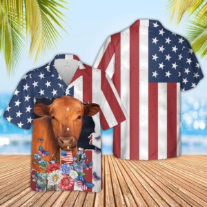 Farm Hawaiian Shirt, Red Angus 4Th…