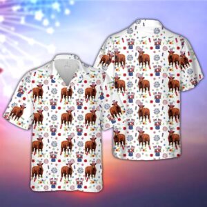 Farm Hawaiian Shirt, Red Angus American…