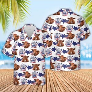 Farm Hawaiian Shirt, Red Angus American…