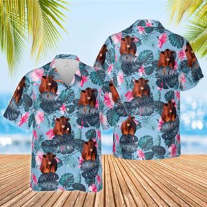 Farm Hawaiian Shirt, Red Angus Blue…