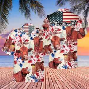 Farm Hawaiian Shirt, Red Angus Cattle…