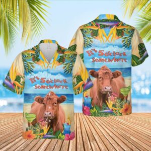 Farm Hawaiian Shirt, Red Angus Cattle…