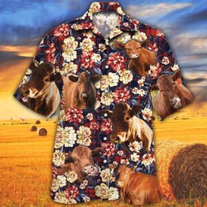 Farm Hawaiian Shirt, Red Angus Cattle…