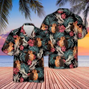 Farm Hawaiian Shirt, Red Angus Dark…