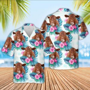 Farm Hawaiian Shirt, Red Angus Foot…