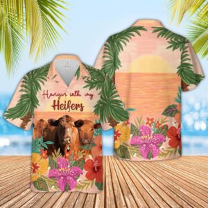 Farm Hawaiian Shirt, Red Angus Hangin…