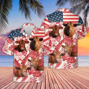 Farm Hawaiian Shirt, Red Angus Red…