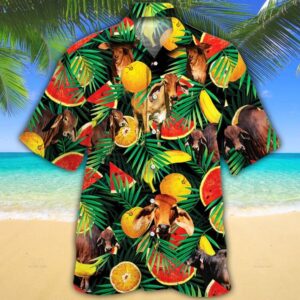 Farm Hawaiian Shirt Red Brahman Cattle Tropical Fruits All Over Printed 3D Hawaiian Shirt Animal Hawaiian Shirt 1 l8vshw.jpg