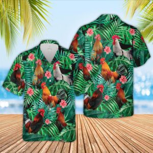 Farm Hawaiian Shirt, Rooster 3D Hawaiian…