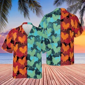 Farm Hawaiian Shirt, Rooster Camo Hot…