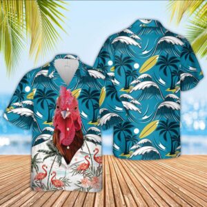 Farm Hawaiian Shirt, Rooster Funny Hawaiian…