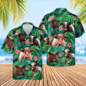 Farm Hawaiian Shirt, Shorthorn 3D Hawaiian…