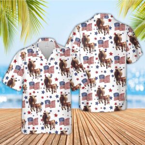 Farm Hawaiian Shirt, Shorthorn American Flag…