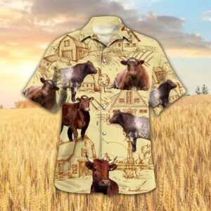 Farm Hawaiian Shirt, Shorthorn Cattle Farm…