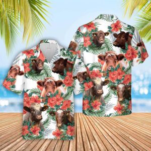 Farm Hawaiian Shirt, Shorthorn Cattle Hibucis…