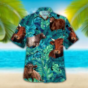 Farm Hawaiian Shirt, Shorthorn Tropical Hawaiian…