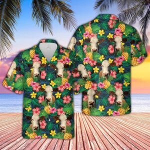 Farm Hawaiian Shirt, Simmental Summer Pattern…