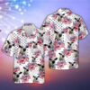 Farm Hawaiian Shirt, Speakle Park Us Flag Flower Pattern 3D Hawaiian Shirt, Summer Gift, Animal Hawaiian Shirt