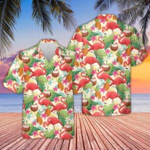 Farm Hawaiian Shirt, Summer Flamingo Pattern…