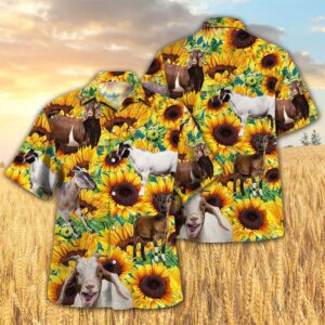 Farm Hawaiian Shirt, Sunflower Goat All…