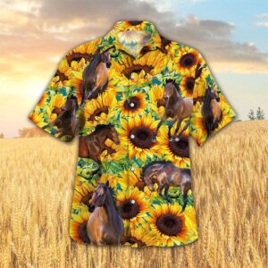 Farm Hawaiian Shirt, Sunflower Horse All…