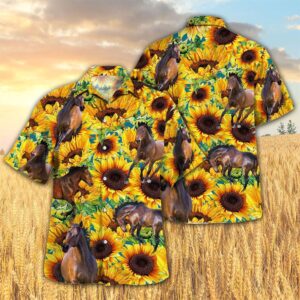 Farm Hawaiian Shirt, Sunflower Horse All…