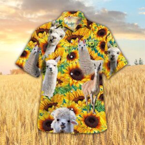 Farm Hawaiian Shirt, Sunflower Llama All…