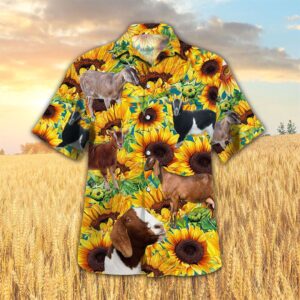 Farm Hawaiian Shirt, Sunflower Nubian Goat…