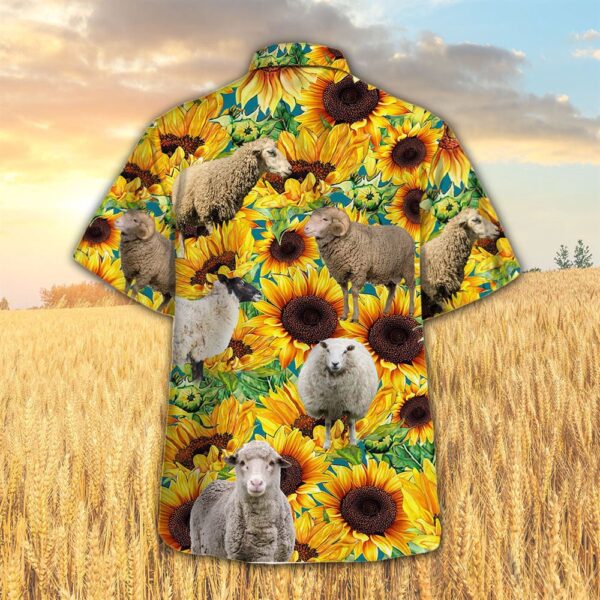 Farm Hawaiian Shirt, Sunflower Sheep All Printed 3D Hawaiian Shirt, Animal Hawaiian Shirt