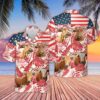 Farm Hawaiian Shirt, Texas Longhorn Red Floral Us Flag 3D Hawaiian Shirt, Animal Hawaiian Shirt