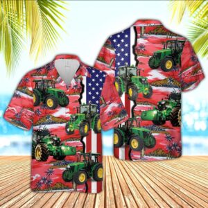 Farm Hawaiian Shirt, Tractor American Flag…