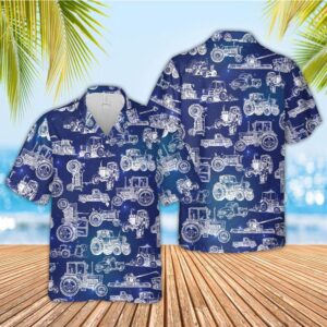 Farm Hawaiian Shirt, Tractor Pattern 3D…