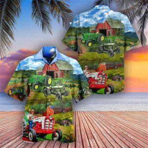 Farm Hawaiian Shirt, Tractors All Over…