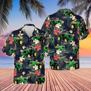 Farm Hawaiian Shirt, Tractors Tropical Plants…