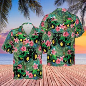 Farm Hawaiian Shirt, Tractors Tropical Plants…