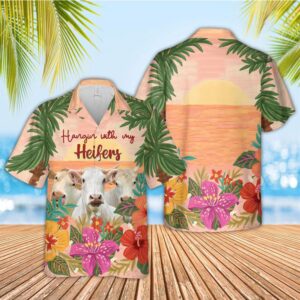 Farm Hawaiian Shirt, Triple Charolais Hawaiian…