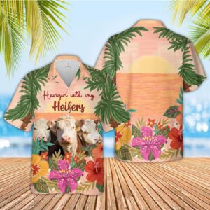 Farm Hawaiian Shirt, Triple Hereford Hawaiian…