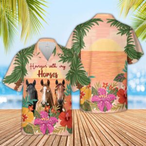 Farm Hawaiian Shirt, Triple Horse Hawaiian…