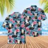 Farm Hawaiian Shirt, Tropical Black Baldy Blue Pink Floral 3D Hawaiian Shirt, Animal Hawaiian Shirt